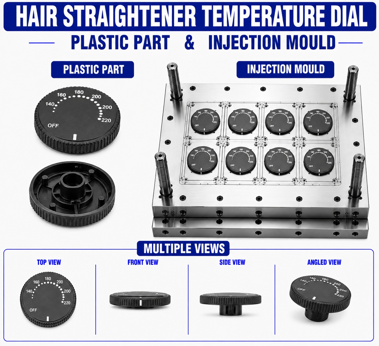 Hair Straightener Plastic Temperature Dial Mould and Moulding Service